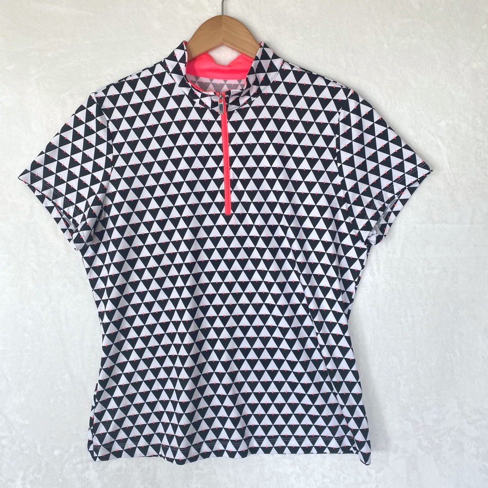 TAIL White Label‎ Women's Golf Polo Tennis Pickleball Geometric Print Pink Zip L